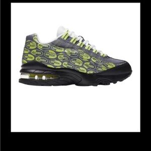 Nike Air Max 95 SE GS Logo Print Sneakers Black Green Size 7Y